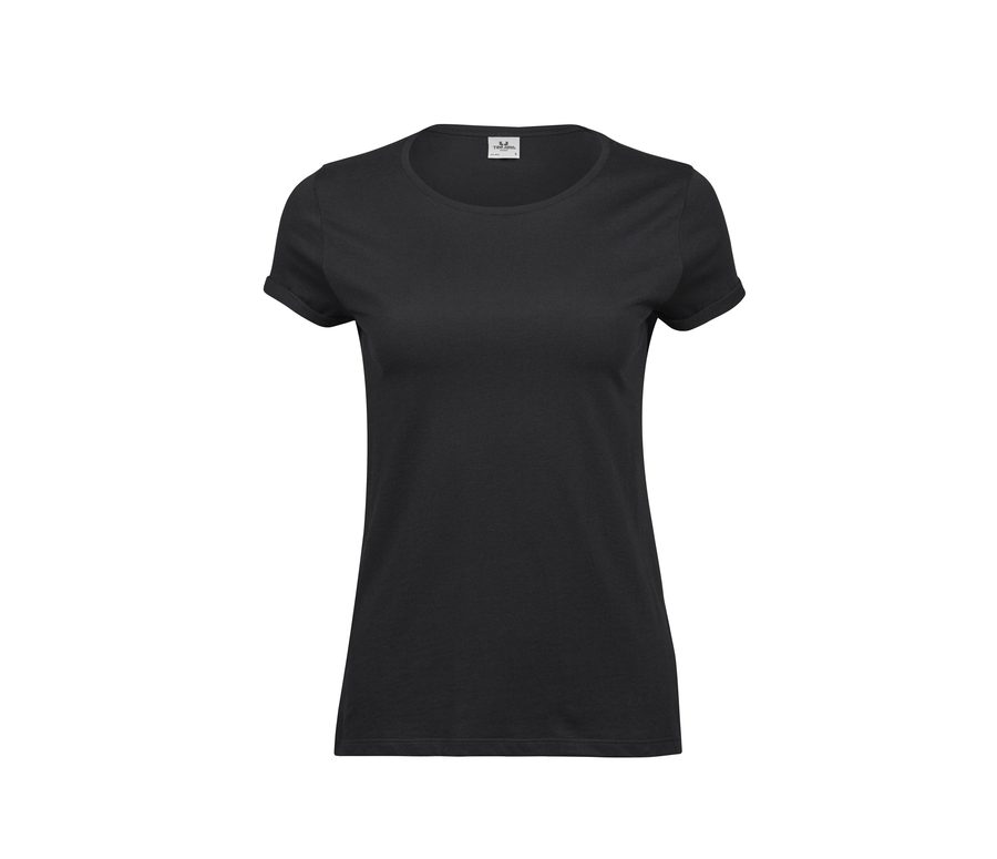 WOMENS ROLL-UP TEE — Farbe BLACK