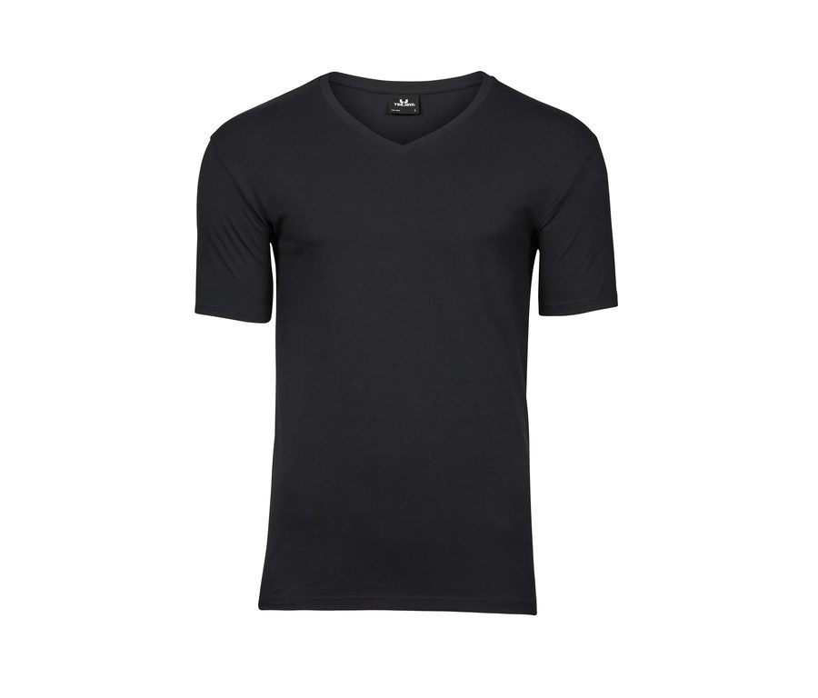 STRETCH V-NECK TEE — Farbe BLACK