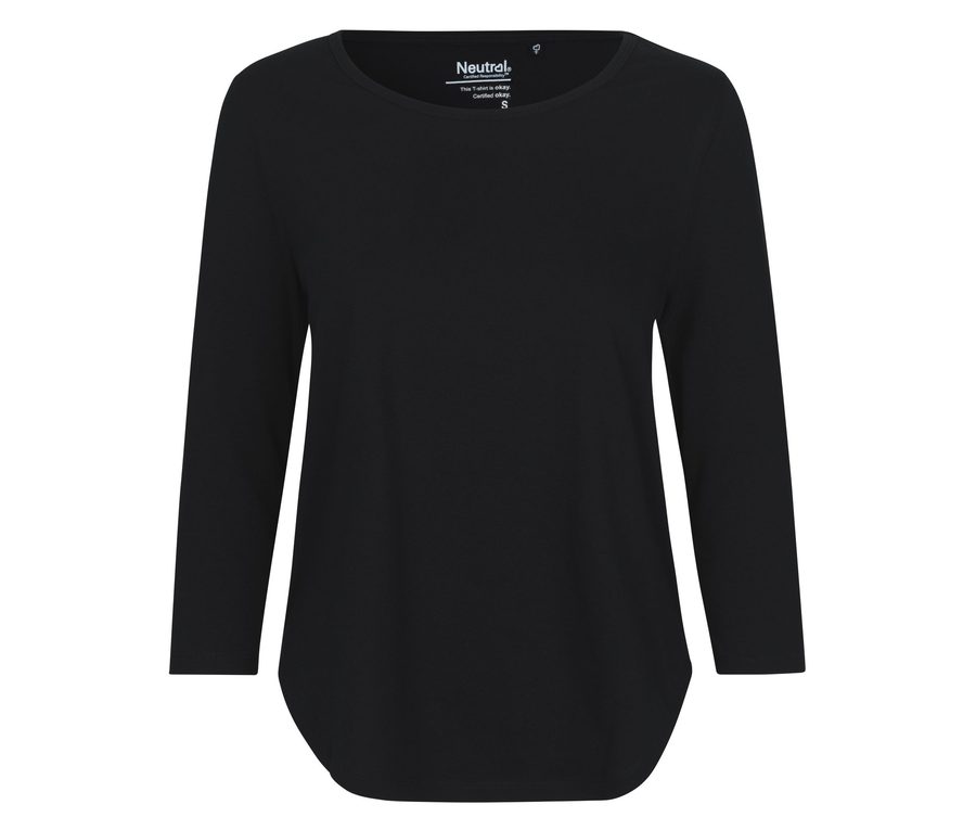 LADIES THREE QUARTER SLEEVE T-SHIRT — Farbe BLACK