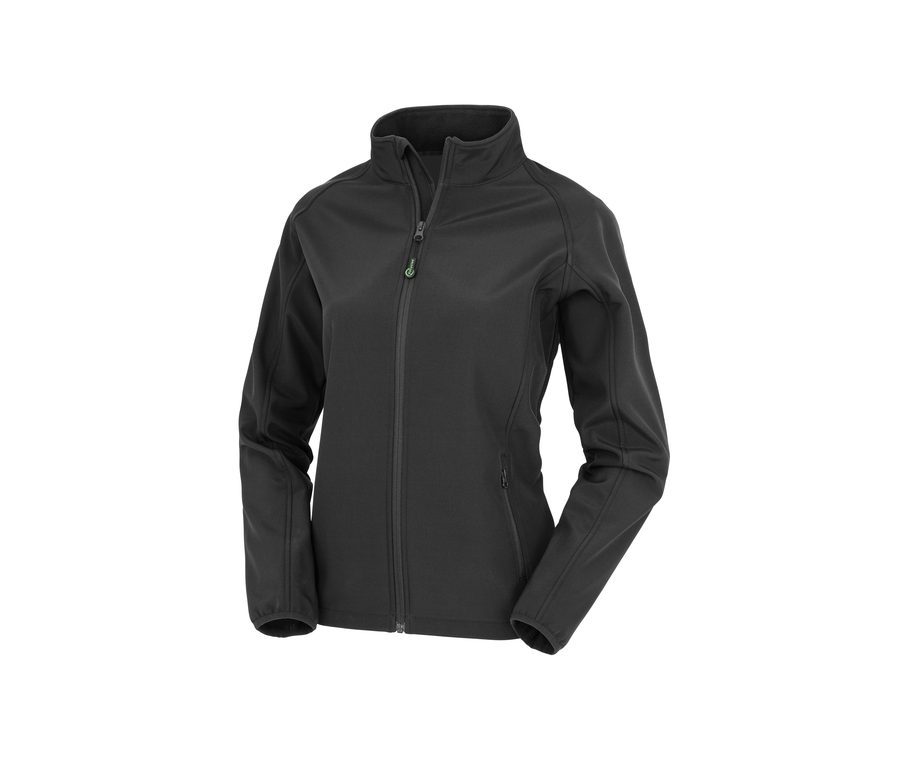 WOMENS RECYCLED 2-LAYER PRINTABLE SOFTSHELL JACKET — Farbe BLACK