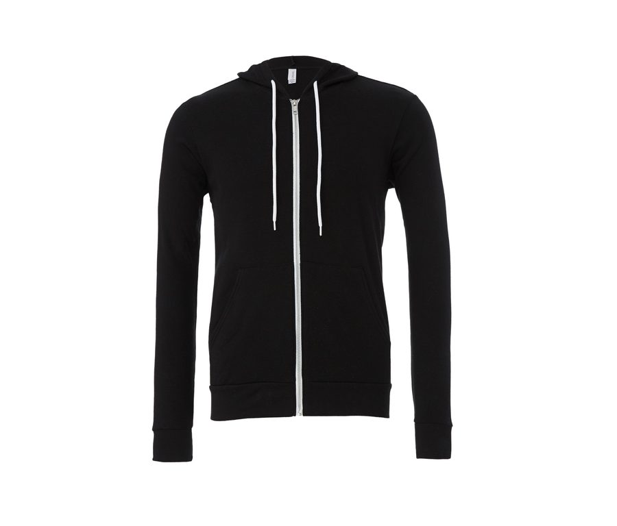 Unisex Fleece Full-Zip Hoodie — Farbe BLACK