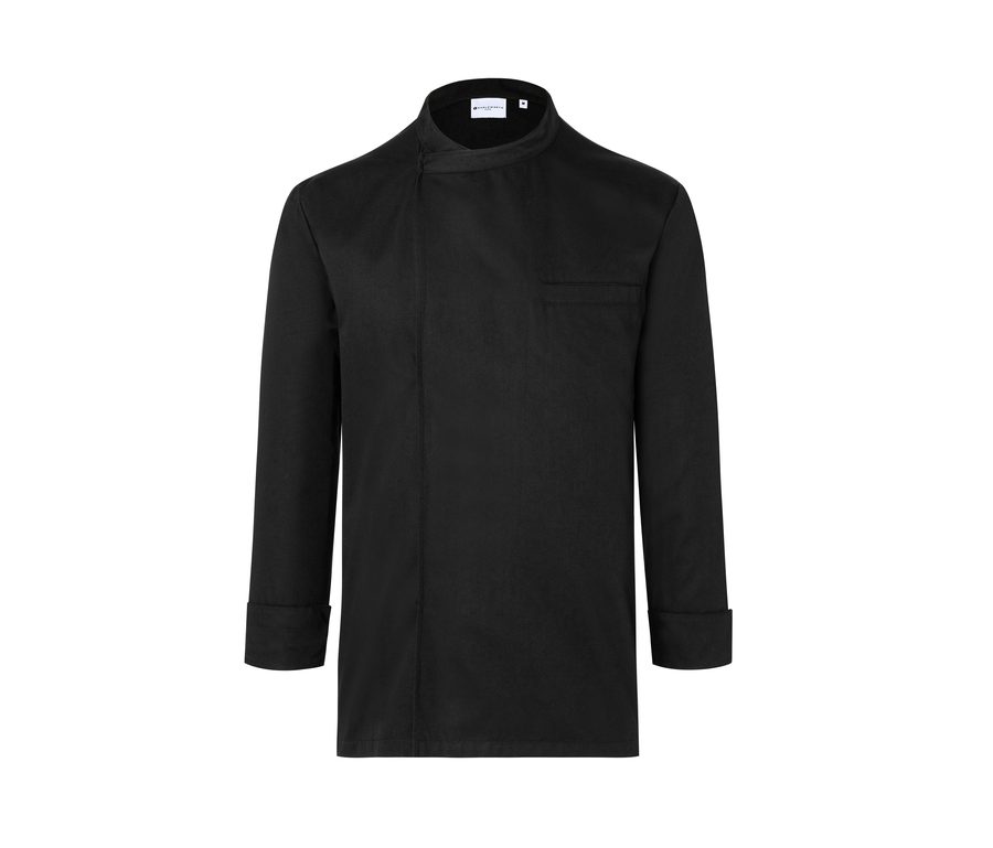 LONG SLEEVE THROW-OVER CHEF SHIRT BASIC — Farbe BLACK
