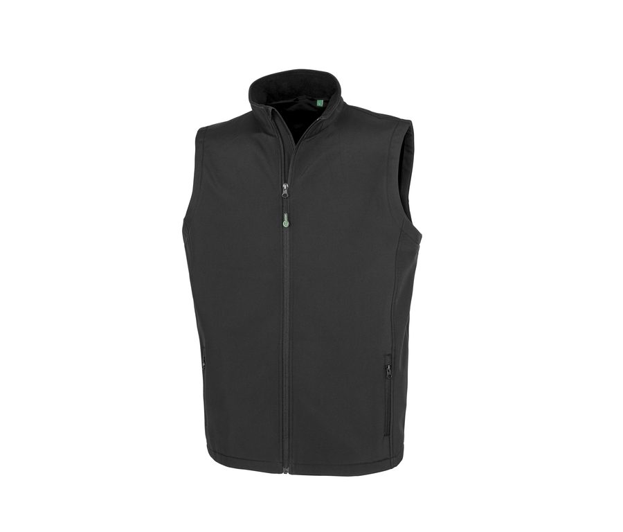 MENS RECYCLED 2-LAYER PRINTABLE SOFTSHELL BODYWARMER — Farbe BLACK