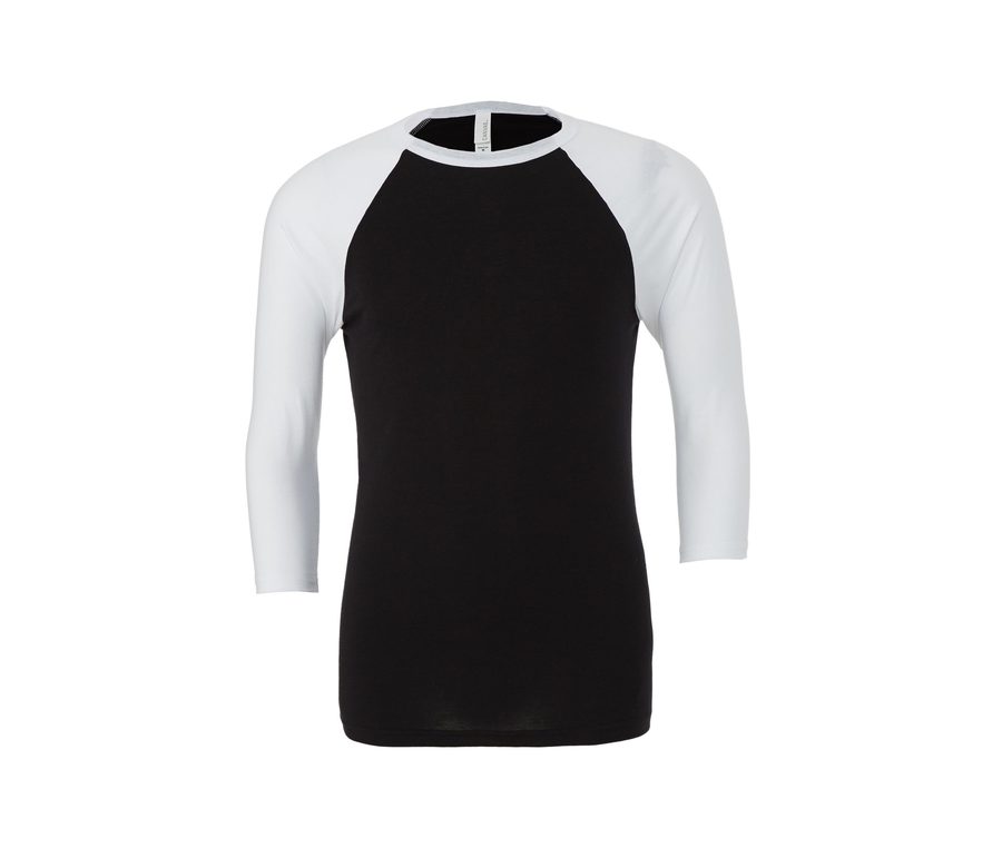 Unisex 3/4 Sleeve Baseball Tee — Farbe BLACK / WHITE