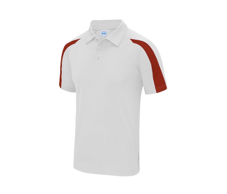 CONTRAST COOL POLO — Farbe ARCTIC WHITE / FIRE RED