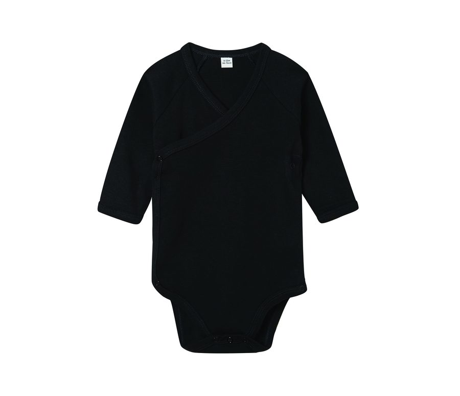 BABY LONG SLEEVE KIMONO BODYSUIT — Farbe BLACK