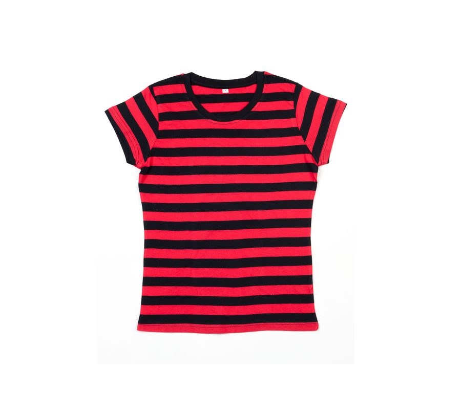 WOMEN'S STRIPY T — Farbe BLACK / RED
