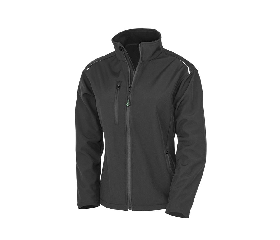 WOMENS RECYCLED 3-LAYER PRINTABLE SOFTSHELL JACKET — Farbe BLACK