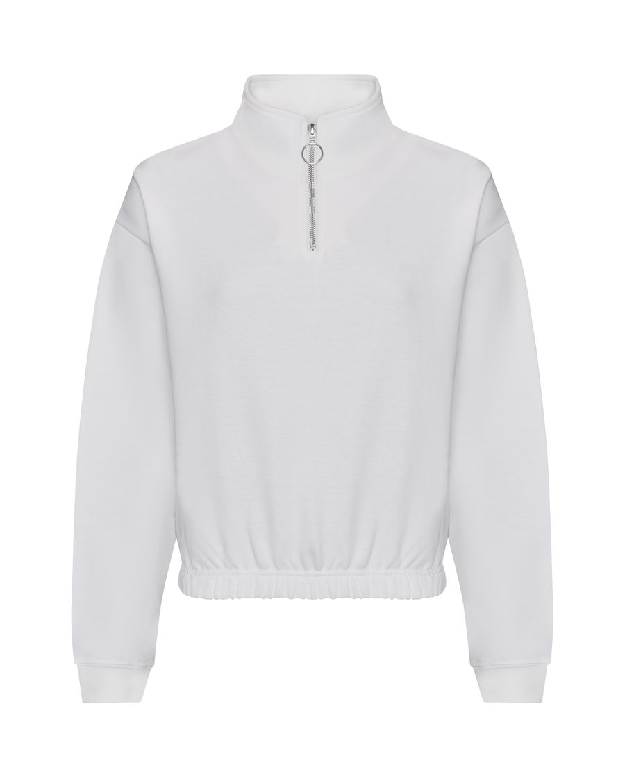 WOMEN'S CROPPED 1/4 ZIP SWEAT — Farbe ARCTIC WHITE