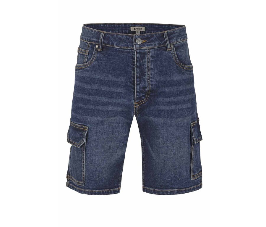 MULTI-POCKET STRETCH DENIM BERMUDA SHORTS — Farbe JEAN BLUE