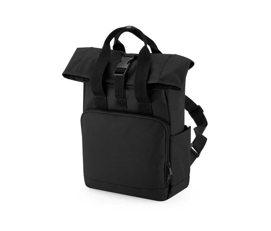 RECYCLED MINI TWIN HANDLE ROLL-TOP LAPTOP BACKPACK — Farbe BLACK