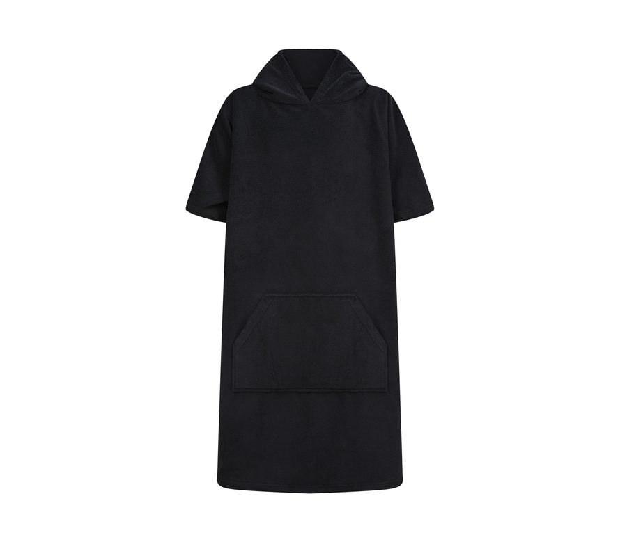 KIDS' TOWELLING PONCHO — Farbe BLACK