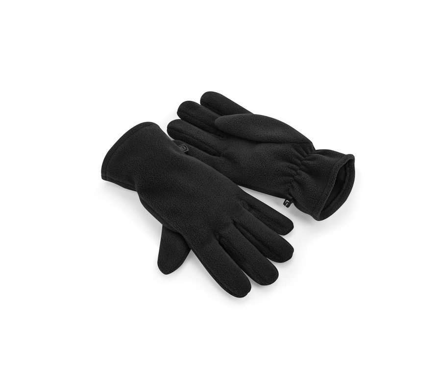 RECYCLED FLEECE GLOVES — Farbe BLACK
