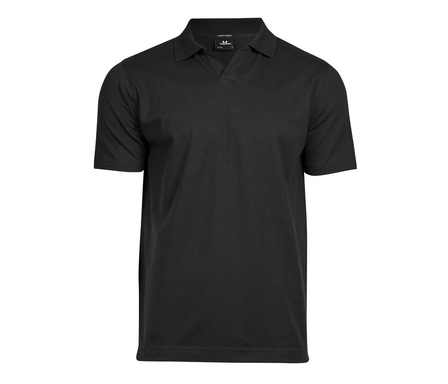 LUXURY STRETCH V-NECK POLO — Farbe BLACK