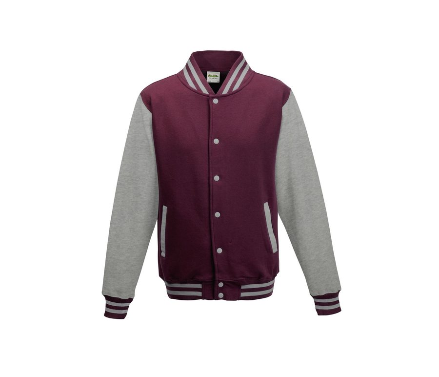 KIDS VARSITY JACKET — Farbe BURGUNDY/HEATHER GREY