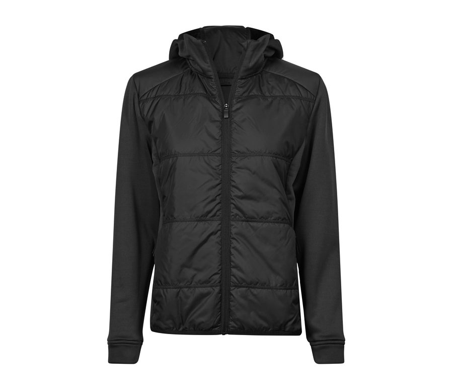 WOMENS HYBRID-STRETCH HOODED JACKET — Farbe BLACK / BLACK