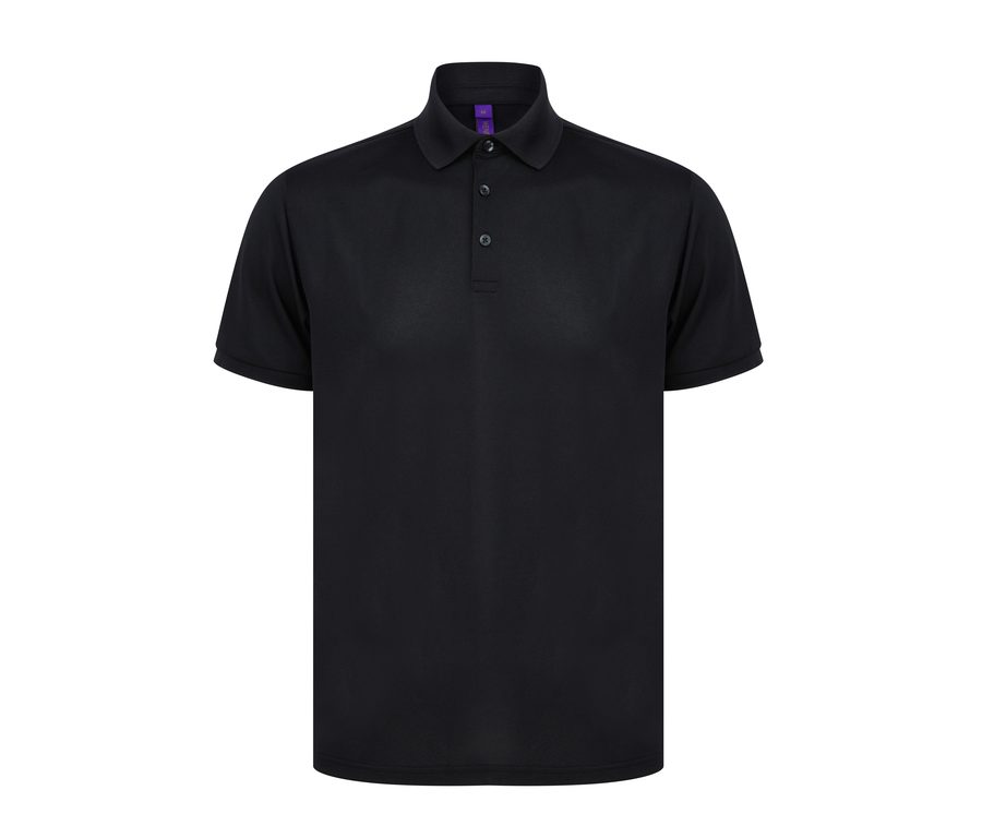 RECYCLED POLYESTER POLO SHIRT — Farbe BLACK