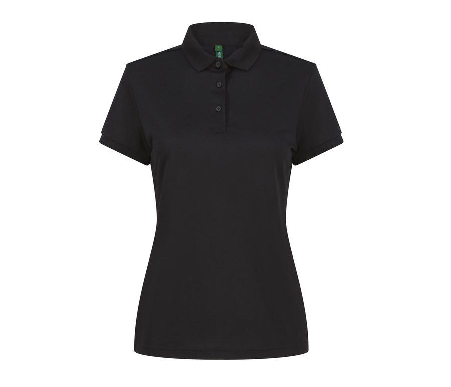 LADIES' RECYCLED POLYESTER POLO SHIRT — Farbe BLACK
