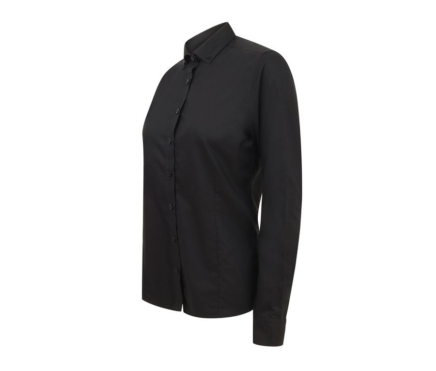 LADIES’ MODERN LONG SLEEVED SHIRT - REGULAR FIT — Farbe BLACK