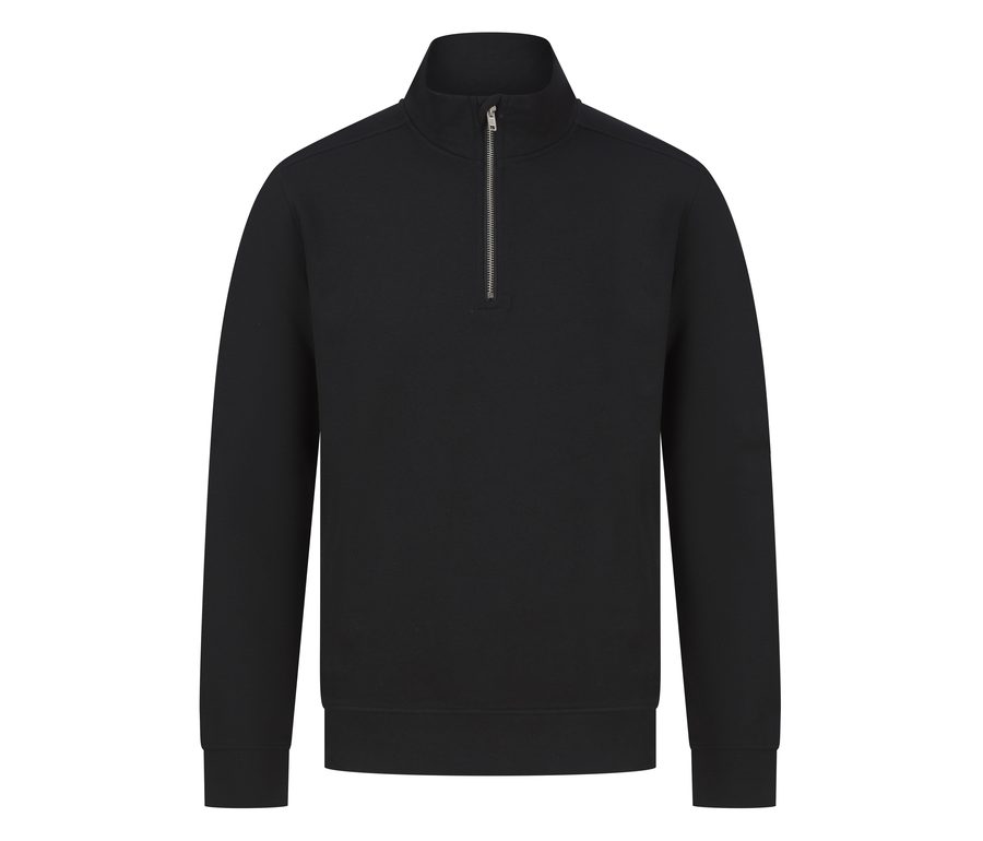 UNISEX SUSTAINABLE 1/4 ZIP SWEATSHIRT — Farbe BLACK