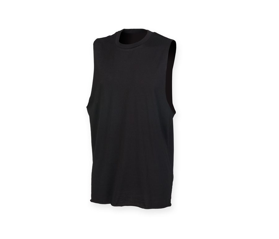 MEN’S HIGH NECK SLASH ARMHOLE VEST — Farbe BLACK