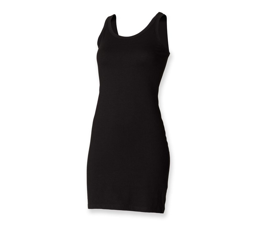 WOMEN’S STRETCH VEST DRESS — Farbe BLACK