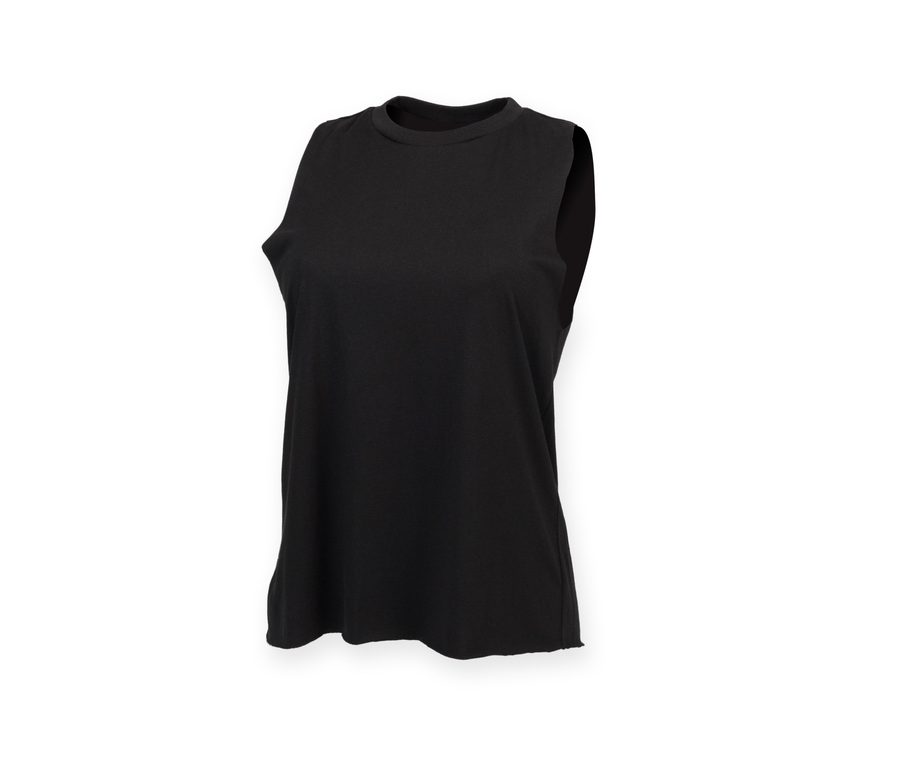 WOMEN’S HIGH NECK SLASH ARMHOLE VEST — Farbe BLACK