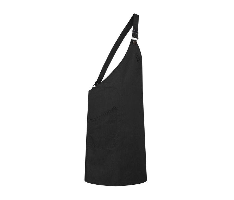 ASYMMETRICAL BIB APRON CLASSIC WITH POCKET — Farbe BLACK