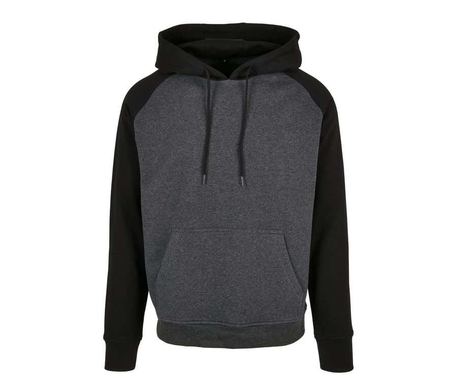BASIC RAGLAN HOODY — Farbe CHARCOAL / BLACK