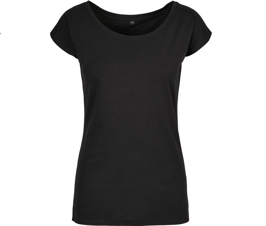 LADIES WIDE NECK TEE — Farbe BLACK