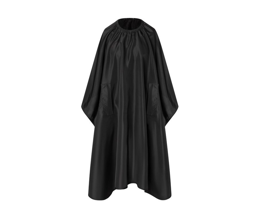 WATER-REPELLENT HAIRDRESSER'S CAPE WITH HAND GRIPS — Farbe BLACK
