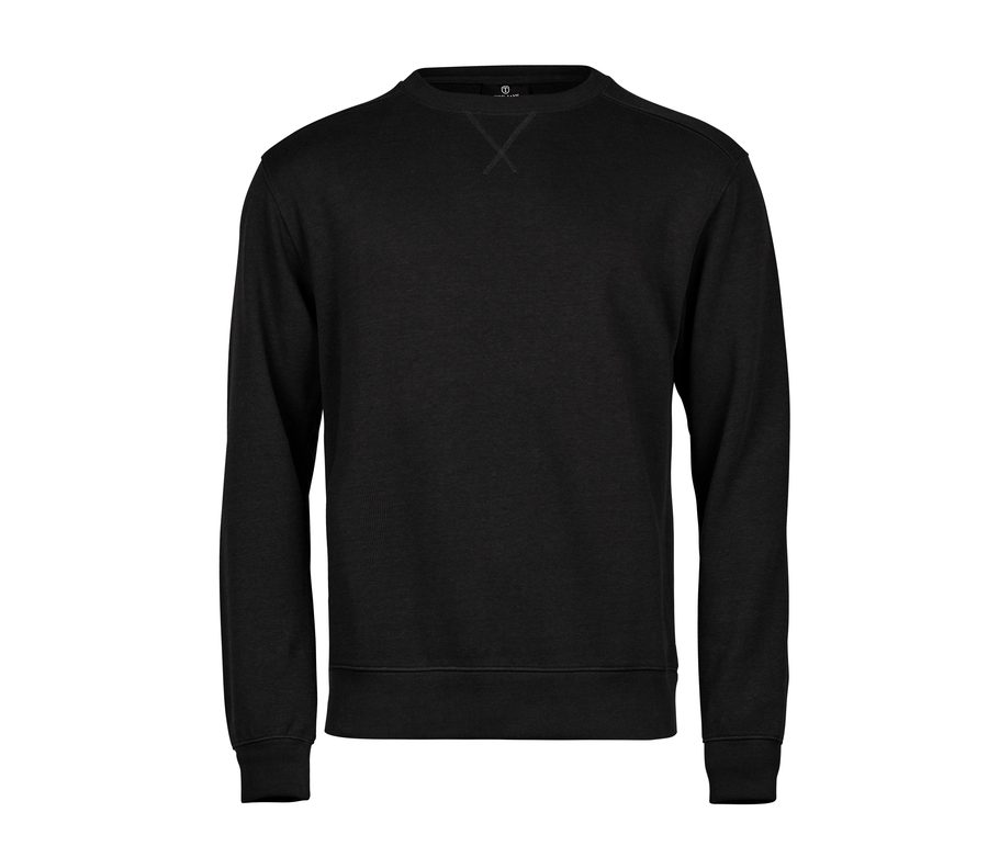 RIBBED INTERLOCK CREW NECK — Farbe BLACK