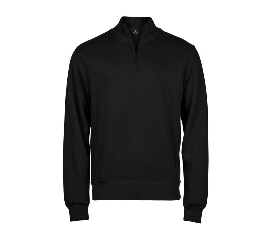 RIBBED INTERLOCK HALF ZIP — Farbe BLACK