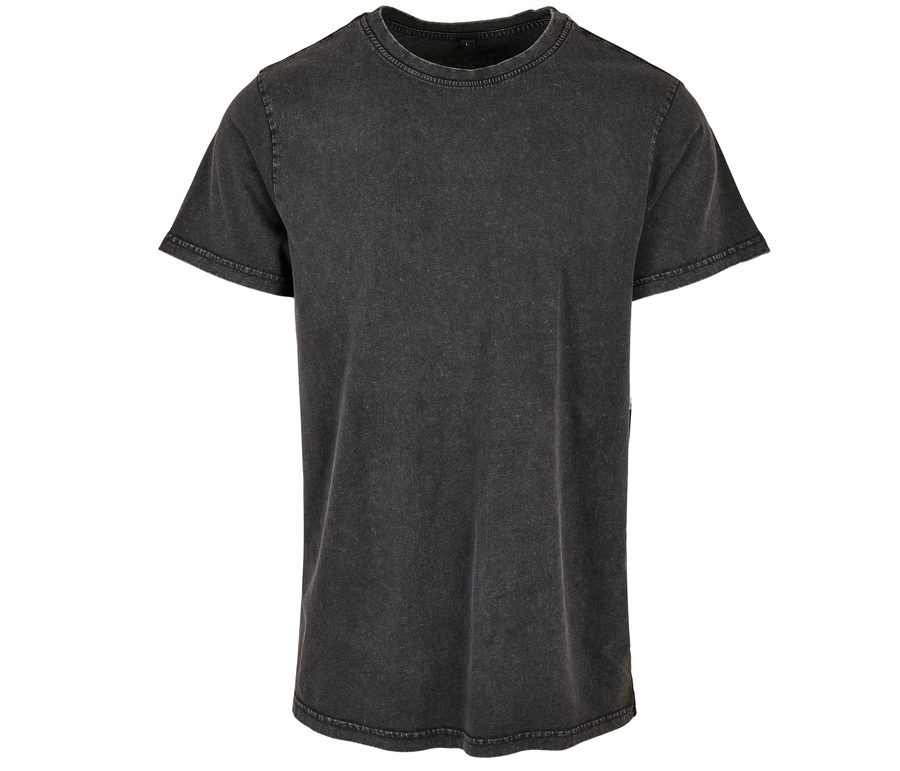 ACID WASHED ROUND NECK TEE — Farbe BLACK