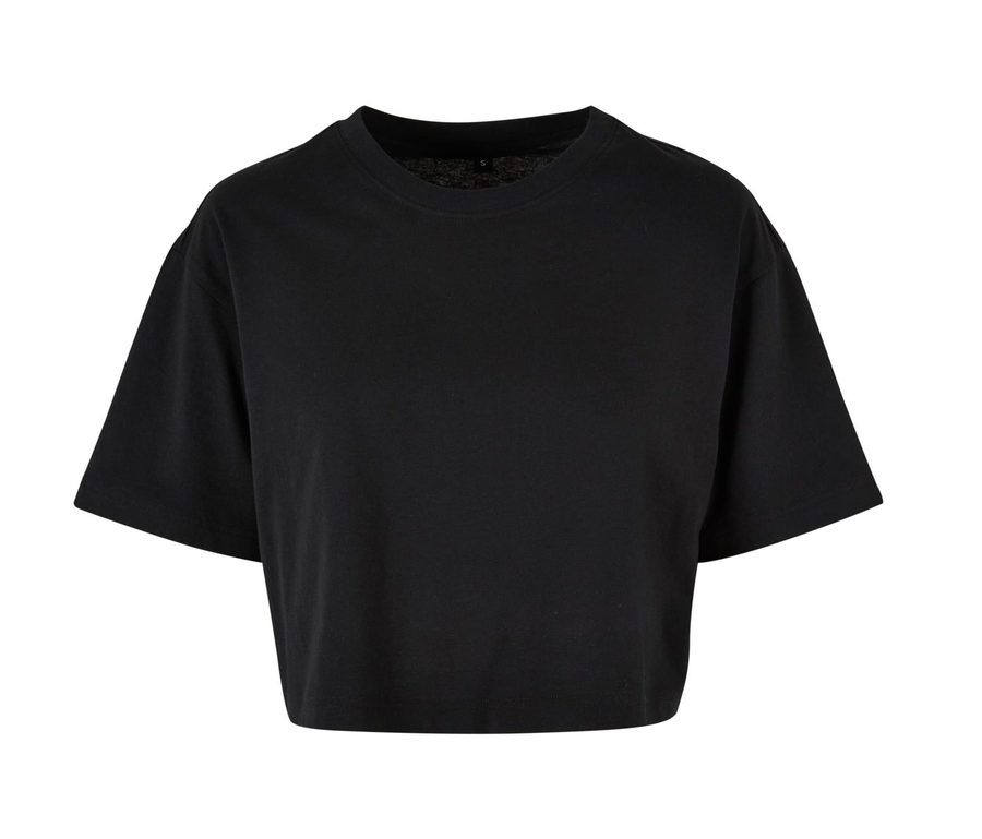 Ladies Short oversized Crop Top — Farbe BLACK