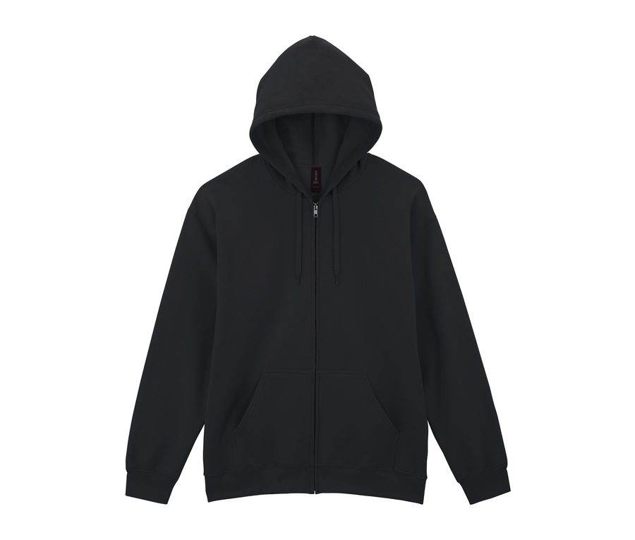SOFTSTYLE MIDWEIGHT FLEECE ADULT FULL ZIP HOODED SWEATSHIRT — Farbe BLACK