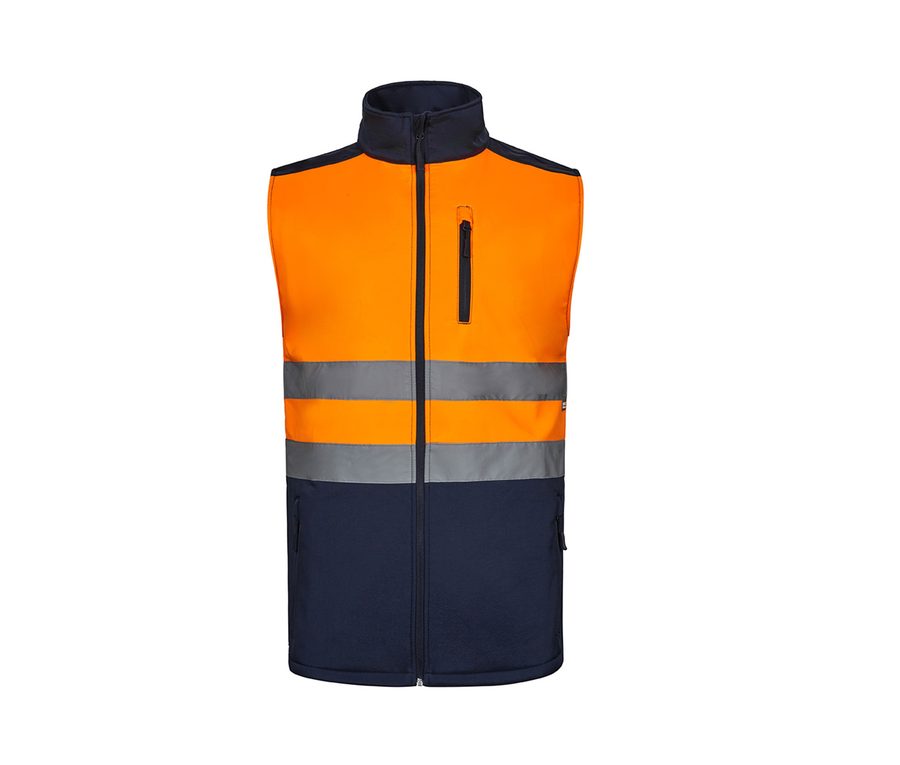 TWO-TONE SOFTSHELL VEST — Farbe NAVY / FLUO ORANGE