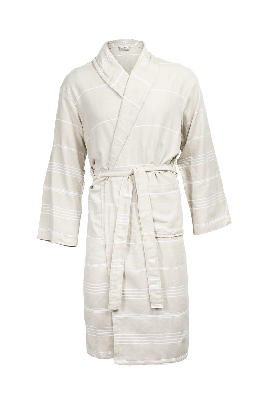 HAMAM BATHROBE — Farbe BEIGE / WHITE