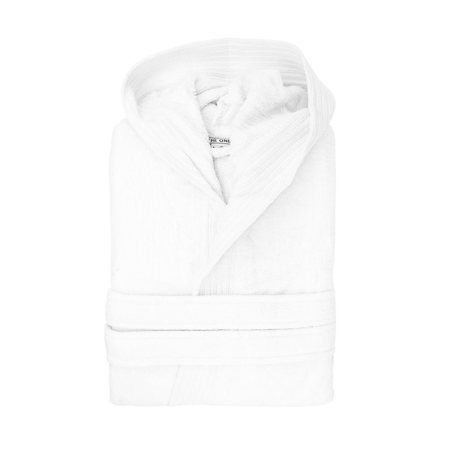 VELOUR BATHROBE HOODED — Farbe WHITE
