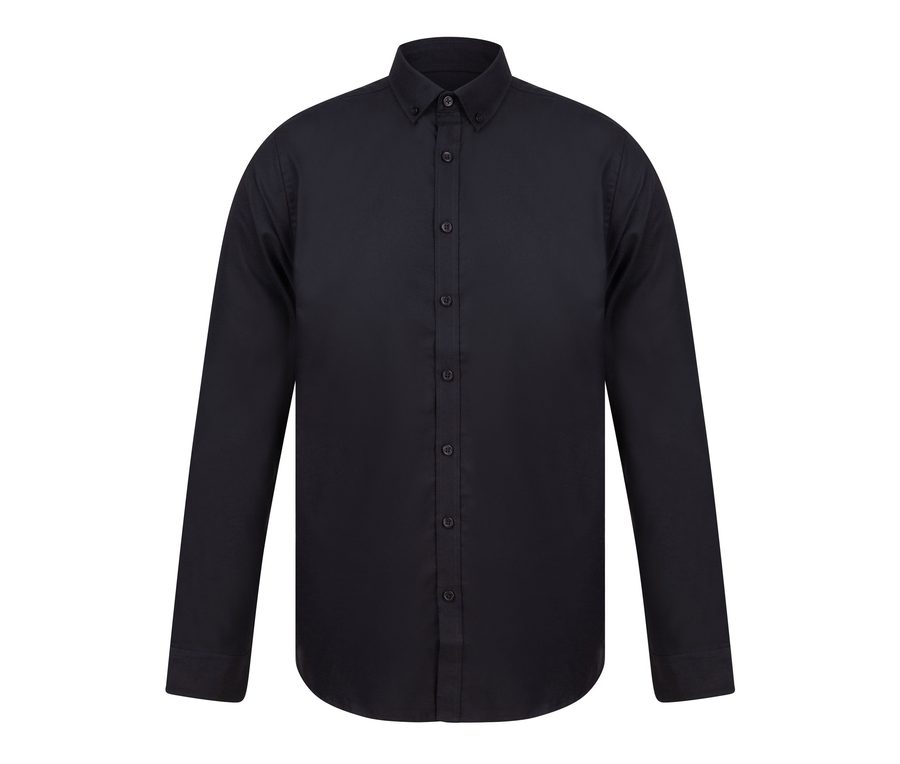 MODERN OXFORD LONG SLEEVED SHIRT - SLIM FIT — Farbe BLACK