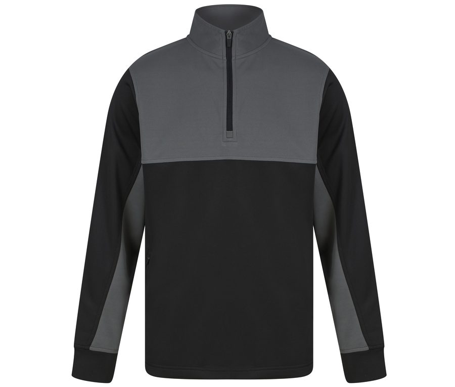 ADULTS' 1/4 ZIP TRACKSUIT TOP — Farbe BLACK / GUNMETAL GREY