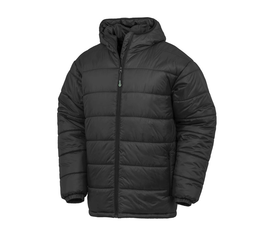 RECYCLED HOODED PADDED PARKA — Farbe BLACK