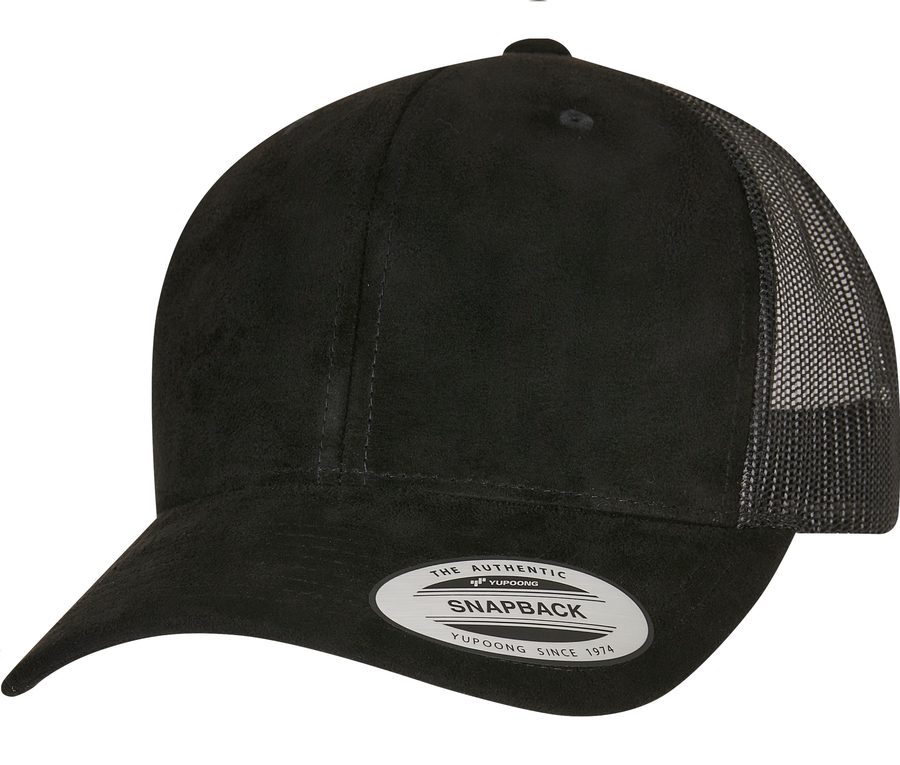SUEDE LEATHER TRUCKER CAP — Farbe BLACK
