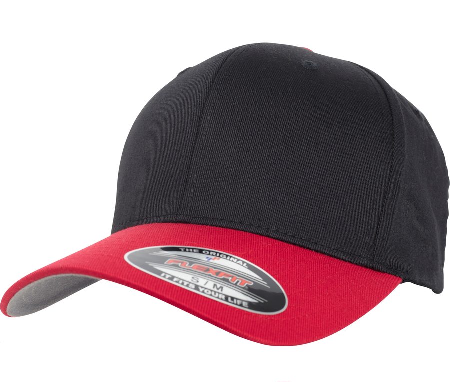 FLEXFIT WOOLY COMBED 2-TONE — Farbe BLACK / RED
