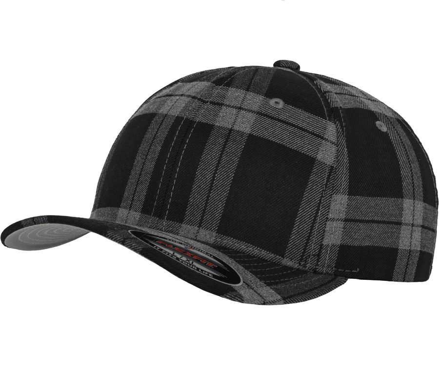FLEXFIT TARTAN PLAID — Farbe BLACK / GREY