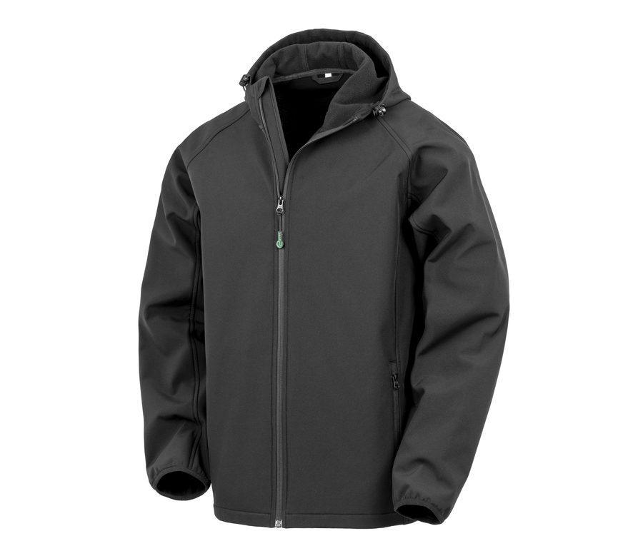 RECYCLED 3-LAYER PRINTABLE HOODED SOFTSHELL — Farbe BLACK