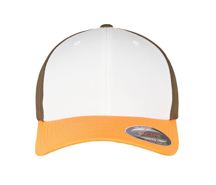 3-TONE FLEXFIT — Farbe NEON ORANGE / WHITE / OLIVE