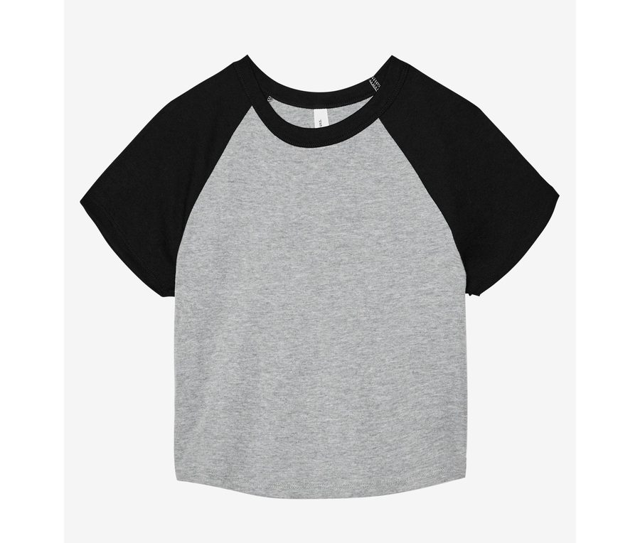 WOMEN'S MICRO RIB RAGLAN BABY TEE — Farbe ATHLETIC HEATHER / BLACK