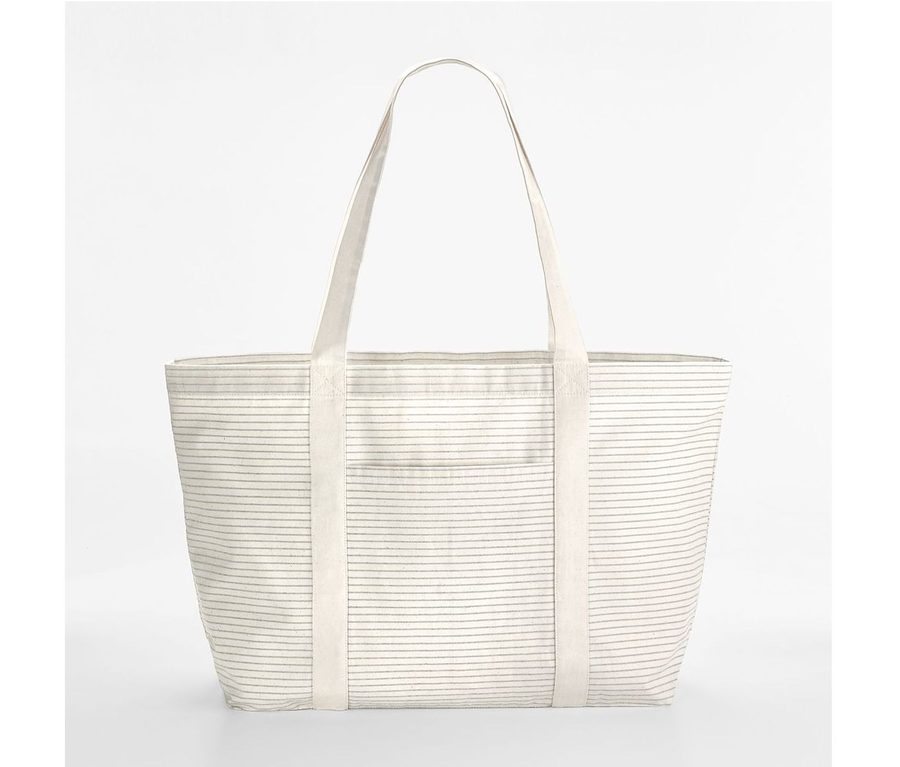 STRIPED ORGANIC COTTON SHOPPER — Farbe GREY STRIPE