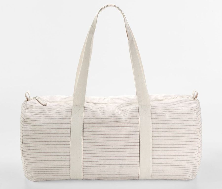 STRIPED ORGANIC COTTON BARREL BAG — Farbe RED STRIPE